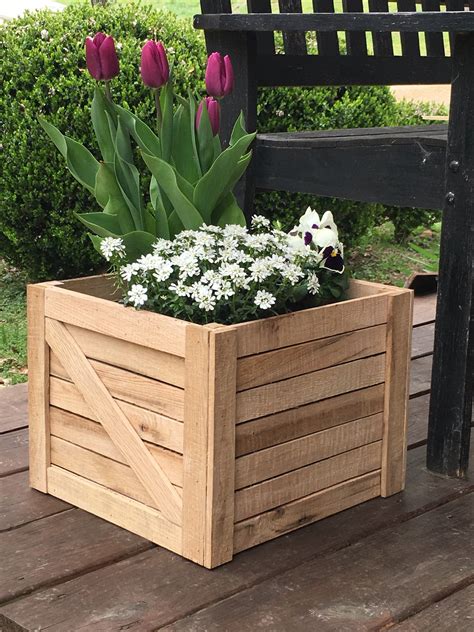 square box aged wood planter box with metal liner|Wood Planter Box Square .